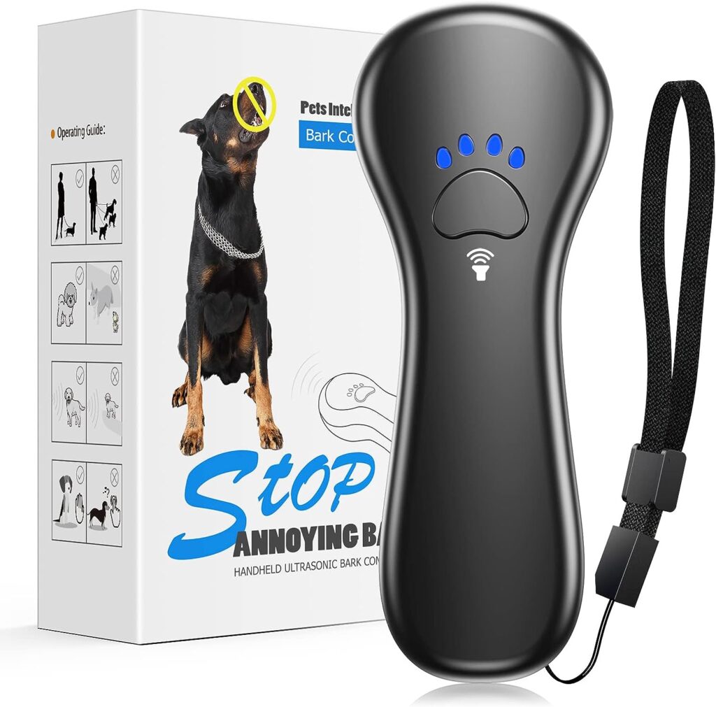 Ahwhg New Anti Barking Device, Dog Barking Control Devices,Rechargeable Ultrasonic Dog Bark Deterrent up to 16.4 Ft Effective Control Range Safe for Human  Dogs Portable Indoor  Outdoor (Black)