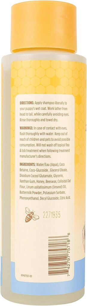 Burts Bees for Pets Puppies Natural Tearless 2 in 1 Shampoo and Conditioner | Made with Buttermilk and Linseed Oil | Best Tearless Puppy Shampoo for Gentle Skin and Coat | Made in USA, 16 Oz