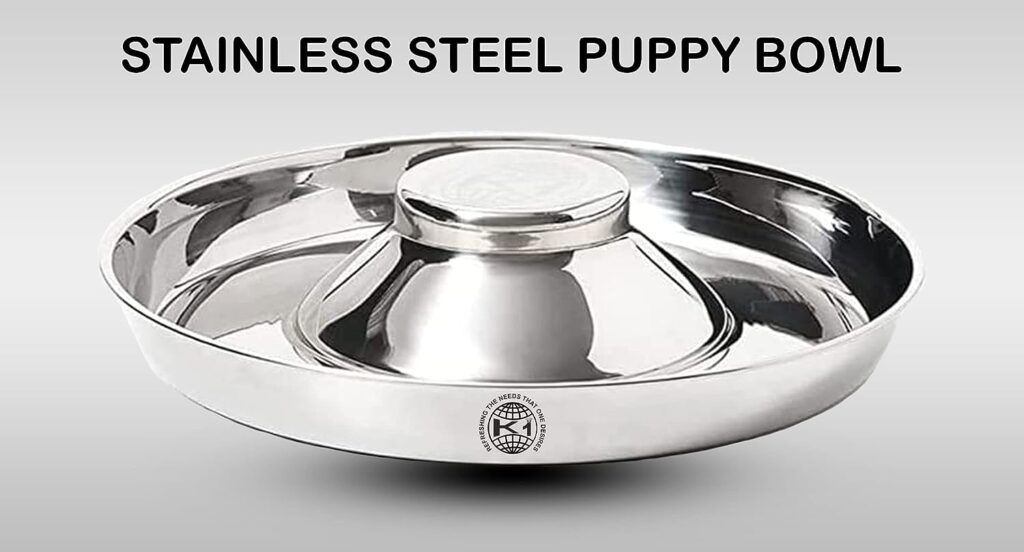 King International Stainless Steel Dog Bowl 1 Puppy Litter Food Feeding Weaning, 29 cm, Silver Stainless Dog Bowl, Dish for Large Dogs, Pets Feeder Bowl and Water Bowl, Puppy Supplies