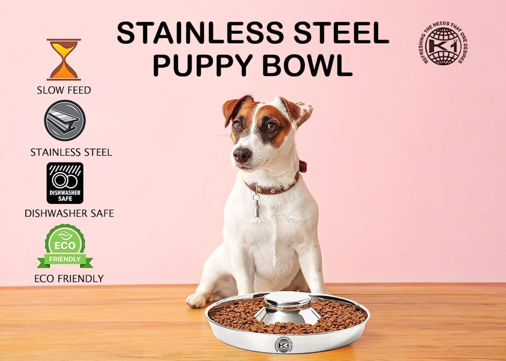 King International Stainless Steel Dog Bowl 1 Puppy Litter Food Feeding Weaning, 29 cm, Silver Stainless Dog Bowl, Dish for Large Dogs, Pets Feeder Bowl and Water Bowl, Puppy Supplies