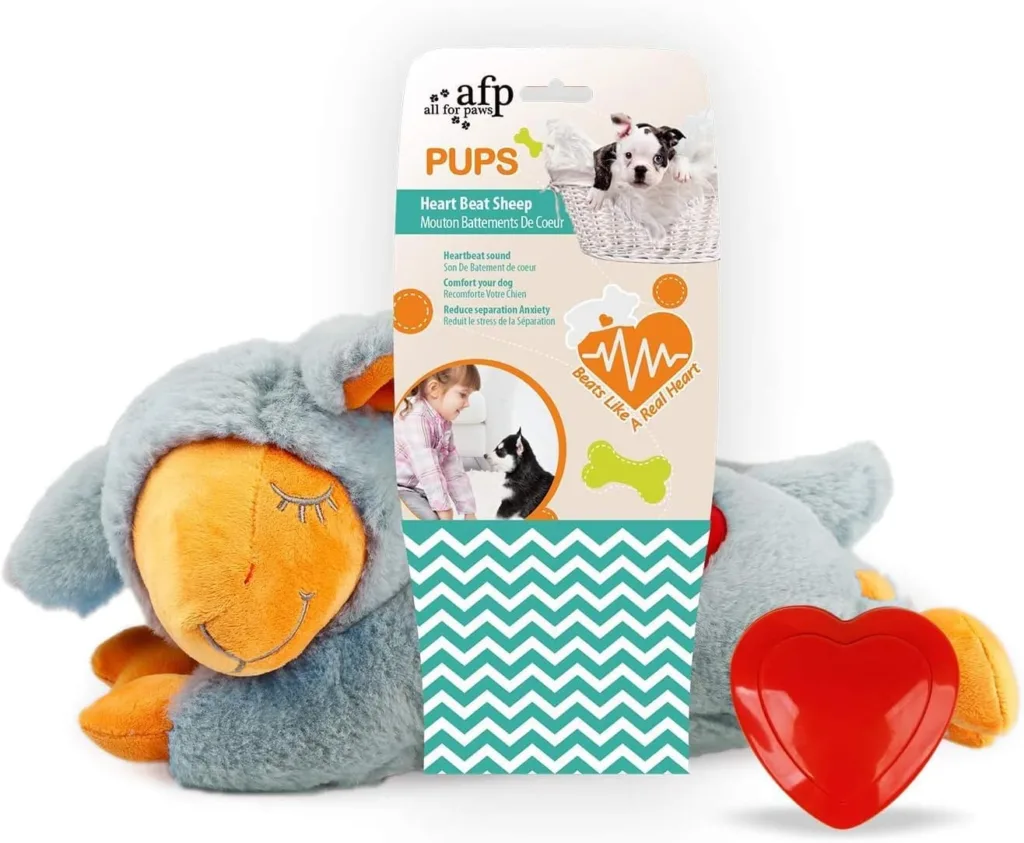 ALL FOR PAWS Little Buddy Heart Beat Sheep, Puppy Toy with Heartbeat Dog Training Toy for Separation Anxiety Relief Behavioral aid for Pets (Grey Sheep with Heart Beat)