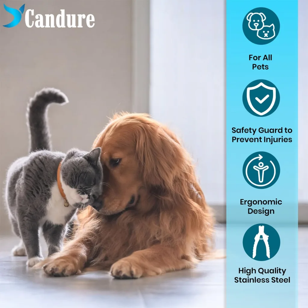 CANDURE Dog Nail Clippers for Large, Medium and Small Breed Professional Pet Nail Clipper Suitable for Cats, Rabbits and Guinea Pigs With Safety Lock and Protective Guard to Avoid Over Cutting (6)