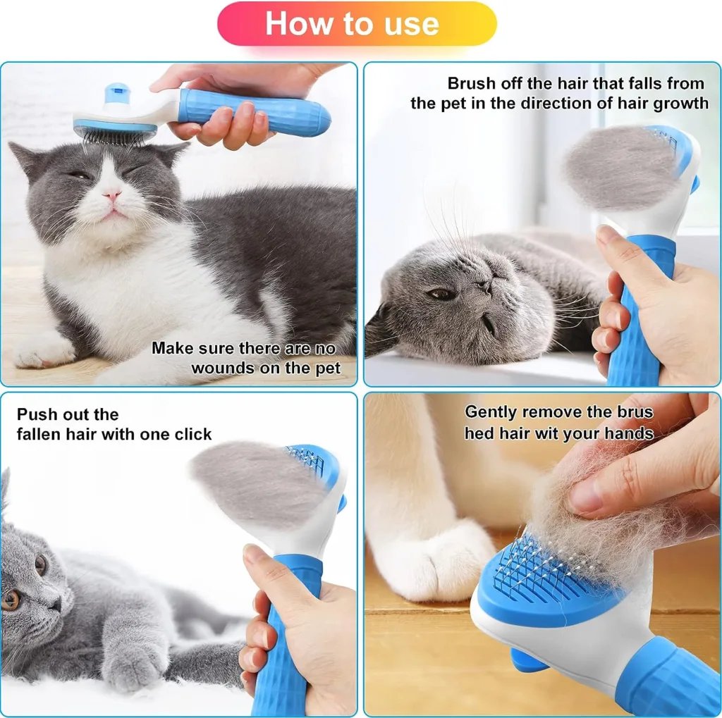 Cat Brush Dog Brush, YETEE Dog Grooming Brush, Slicker Dog Brushes for Grooming Shedding Tool for Dogs, Cat Hair Remover Cat Grooming Brush, Cat Brush for Short/Long Haired Cats(Blue)