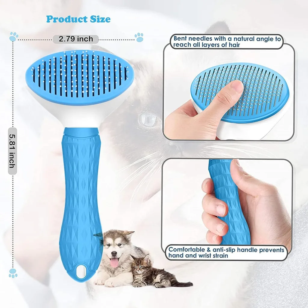 Cat Brush Dog Brush, YETEE Dog Grooming Brush, Slicker Dog Brushes for Grooming Shedding Tool for Dogs, Cat Hair Remover Cat Grooming Brush, Cat Brush for Short/Long Haired Cats(Blue)