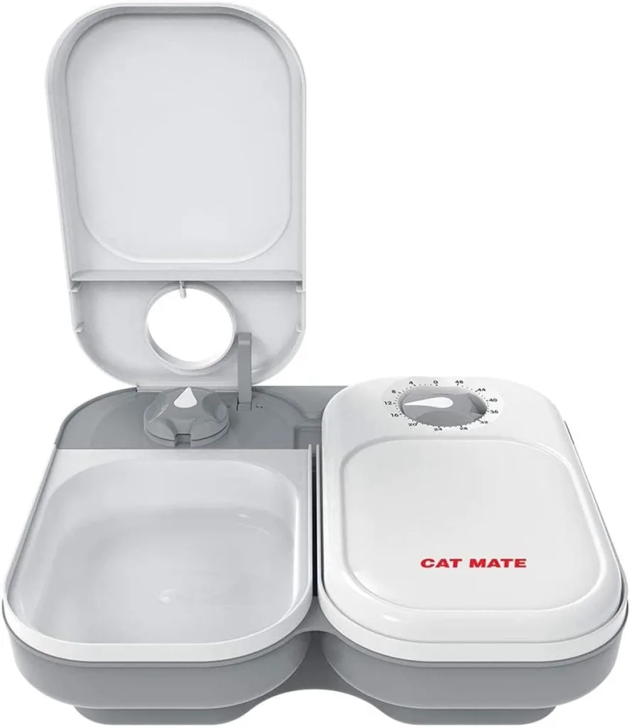 Cat Mate C200 2 Meal Automatic Pet Feeder For Cats And Small Dogs with Ice Pack, White