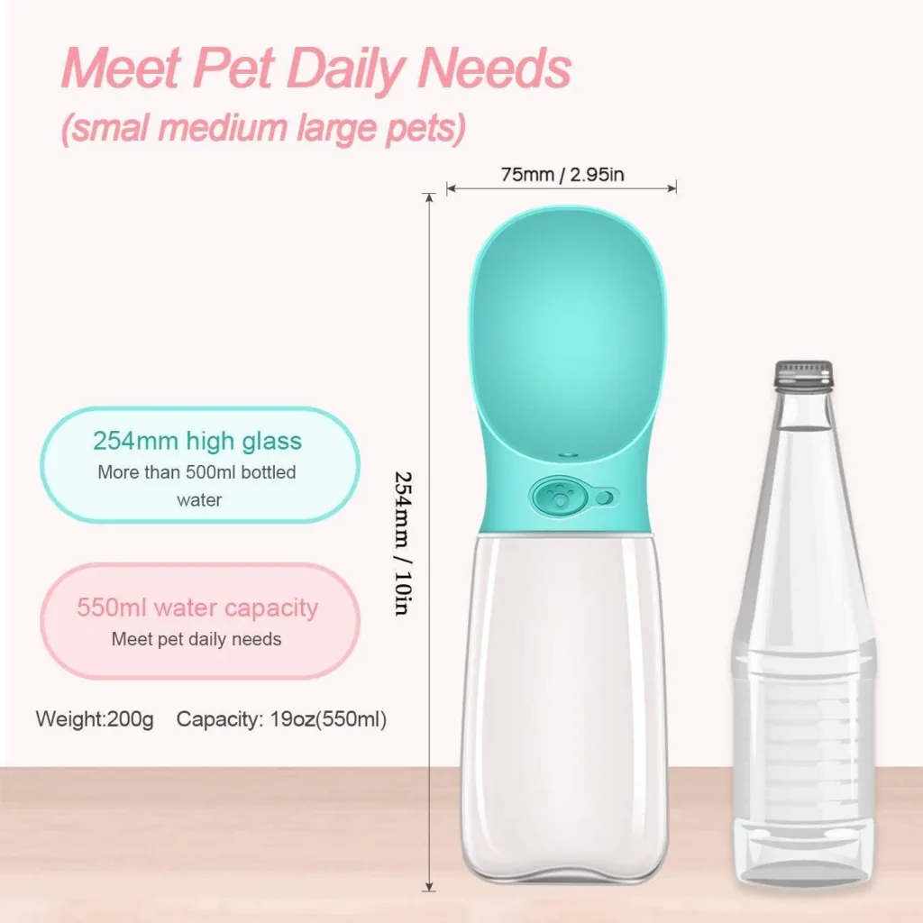 COTOP Portable Dog Water Bottle, 350/550ml Dog Walking Travel Bottle Puppy Water Leak Proof Drinking Dispenser Food Grade Dog Hot Water Drink Bottle , Pet Outdoor Drinking Cup Dog Gift