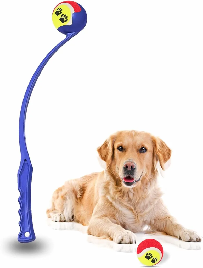 Dog Ball Thrower Tennis Ball Launcher Pick Up And Throw Chase Fetch Game Toys Ball Launch Chucker Exercise  Training Puppy Toy For Large Medium Small Dogs Pet Accessories 35cm Blue (Pack Of 1)