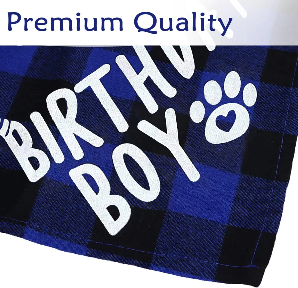 Dog Birthday Bandana, Pets Birthday Party Supplies Cotton Triangle Boy Dog Scarf with Cute Dog Birthday Hat for Small Medium Dogs Cats Costumes Headwear (Blue)