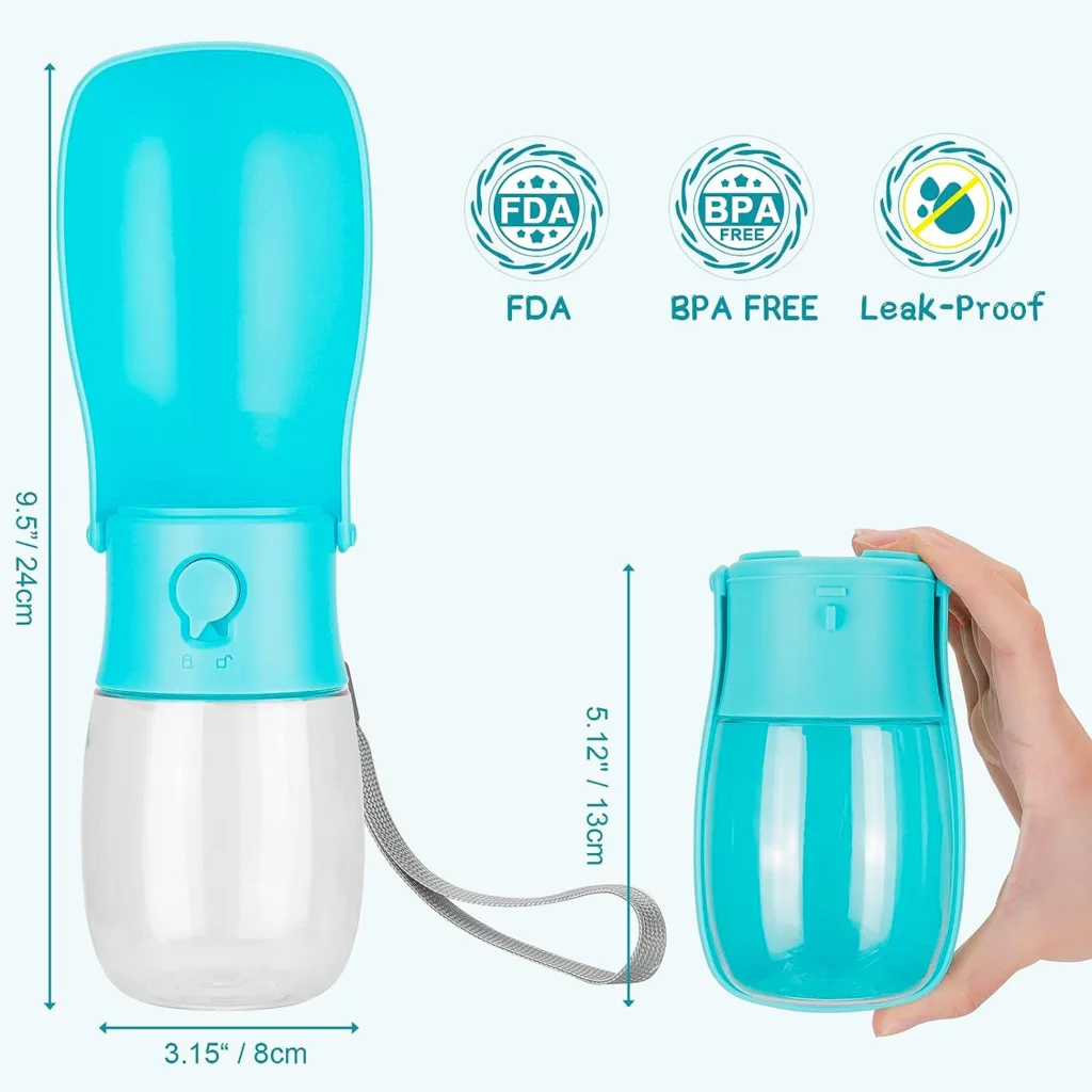 Dog Water Bottles 280ml, Foldable Dog Travel Water Bottle, Portable Dog Water Bottle for Dog Cat Pet Outdoor Walking Travelling Drinking