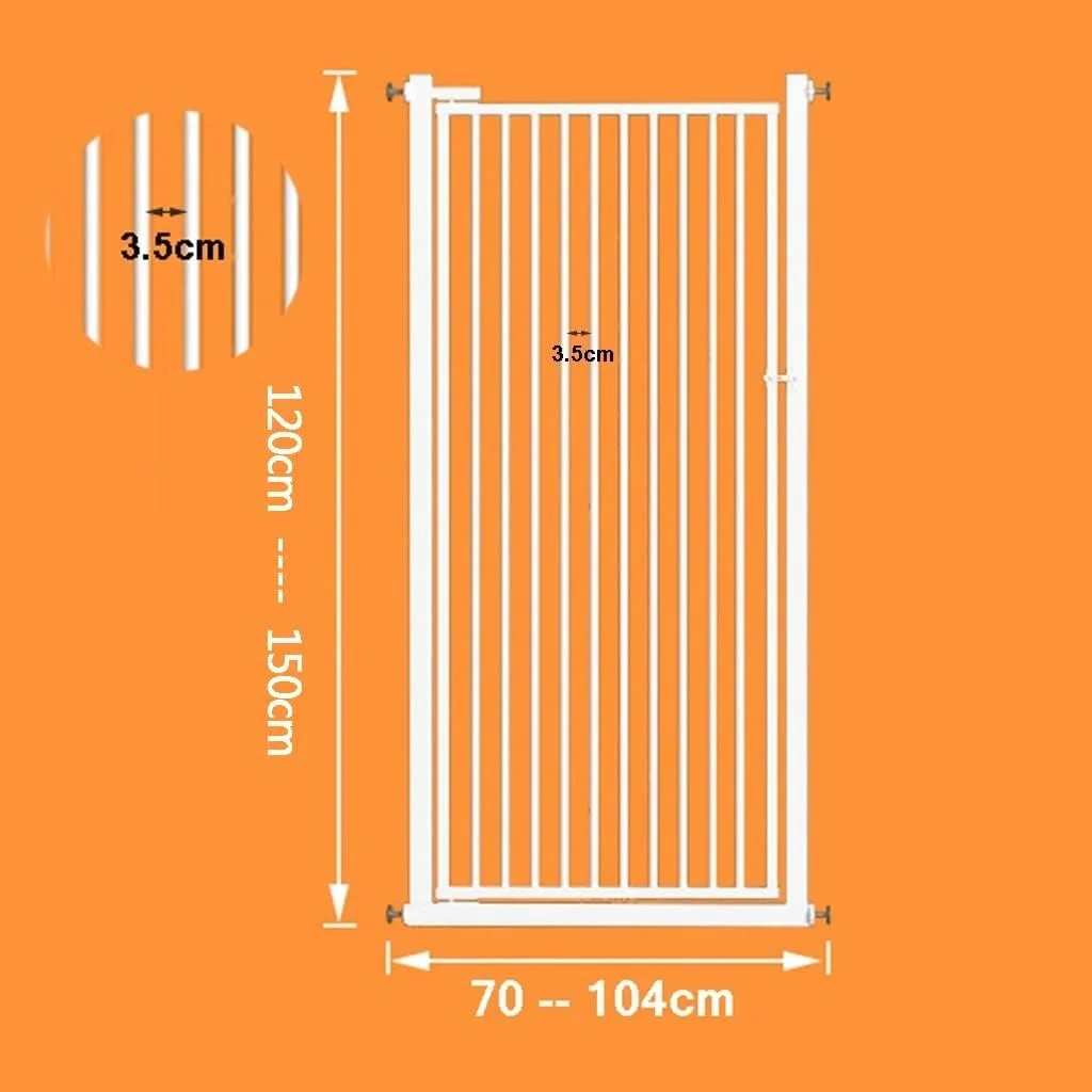 Extra Tall 120cm-150cm Pet Gate For Dogs and Cats, Baby Safety Gate for Doorways/Stairs/Hallways, White Metal Encrypted Barrier Indoor Safety Gates for Children  Pets, Fits 70-104cm Wide Pet Supplies