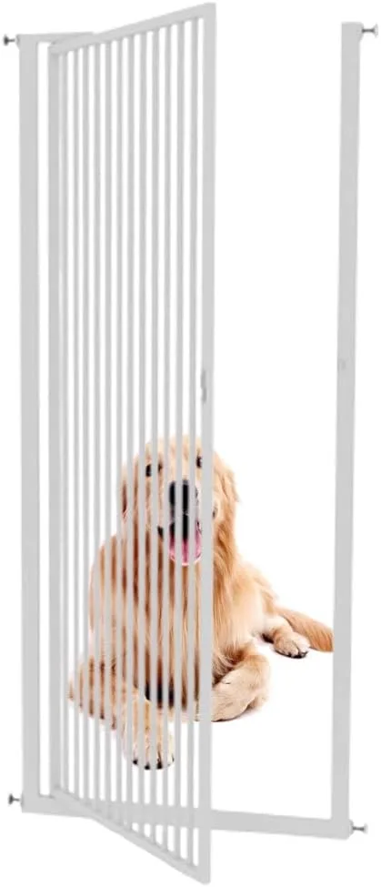 Extra Tall 120cm-150cm Pet Gate For Dogs and Cats, Baby Safety Gate for Doorways/Stairs/Hallways, White Metal Encrypted Barrier Indoor Safety Gates for Children  Pets, Fits 70-104cm Wide Pet Supplies