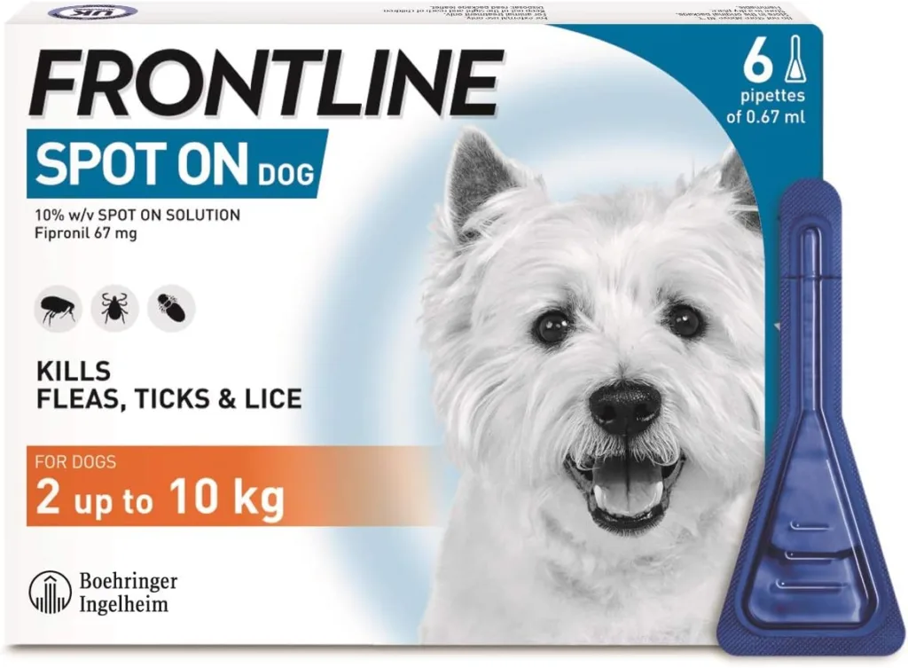 FRONTLINE Spot On Flea  Tick Treatment for Small Dogs (2-10 kg) - 6 Pipettes