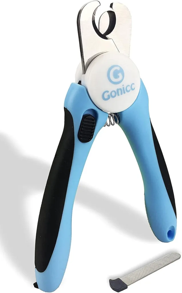 gonicc Dog  Cat Pets Nail Clippers and Trimmers - with Safety Guard to Avoid Over Cutting, Free Nail File, Razor Sharp Blade - for Large and Small Animals.