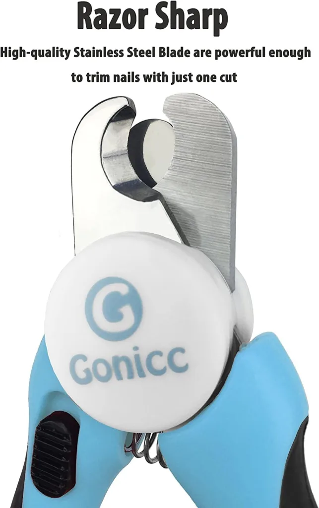 gonicc Dog  Cat Pets Nail Clippers and Trimmers - with Safety Guard to Avoid Over Cutting, Free Nail File, Razor Sharp Blade - for Large and Small Animals.