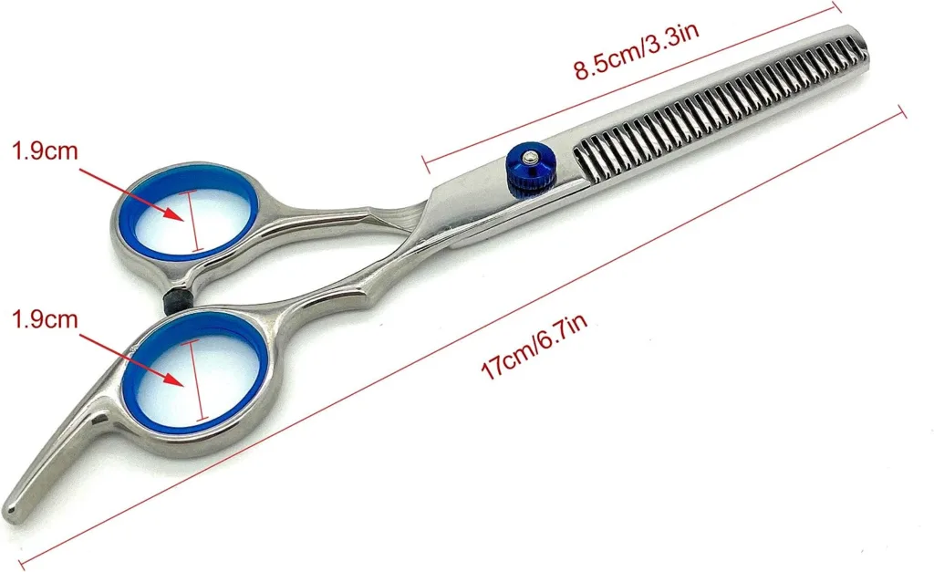 Gravitis Pet Supplies Professional Dog Grooming Scissors Five Piece Set with Case - 5 Pack: 2 x Curved Dog Trimming Scissors, Thinning Shears (Blending Scissors), Straight Scissors and Comb (Blue)