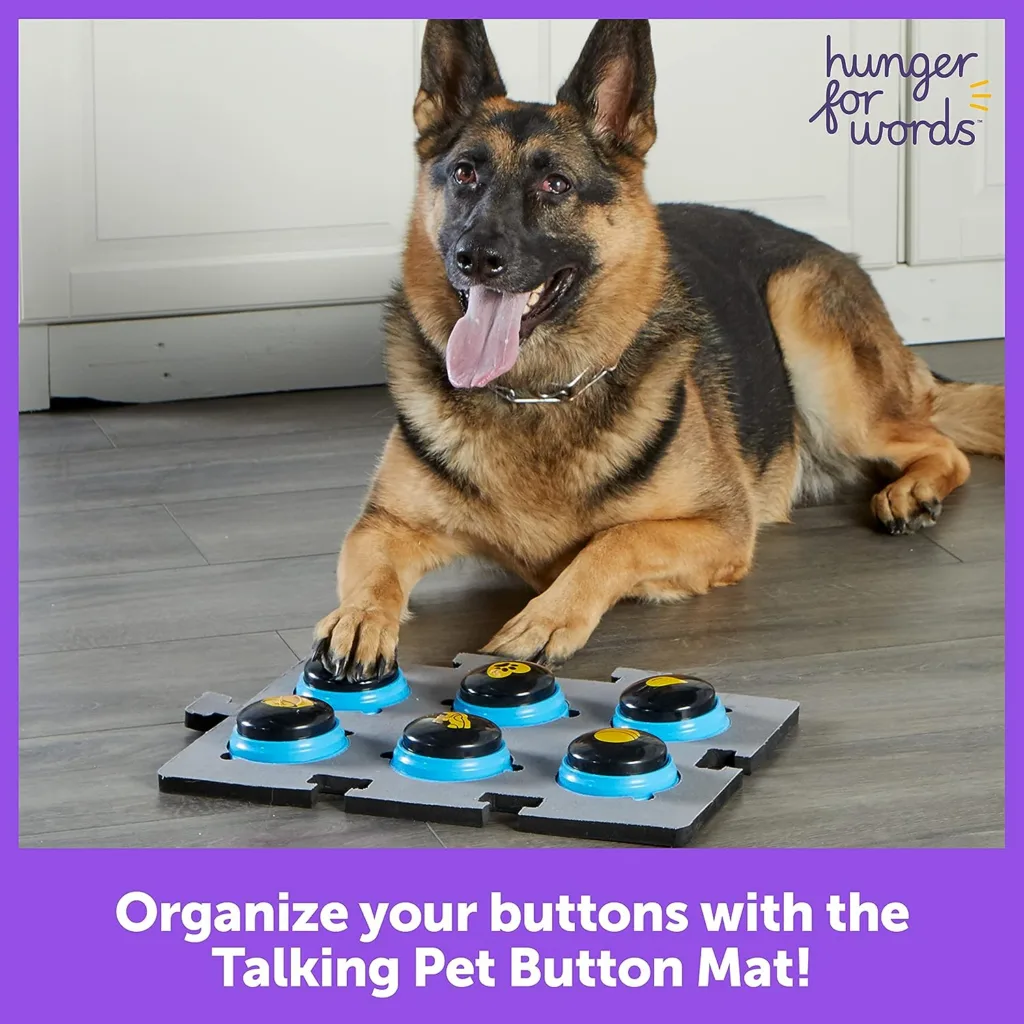 Hunger for Words Talking Pet Button Mat - 1 Piece Single Mat Holds Up to 6 Buttons, Talking Dog Button Mat, Talking Dog Button Storage, Pet Supplies, multi