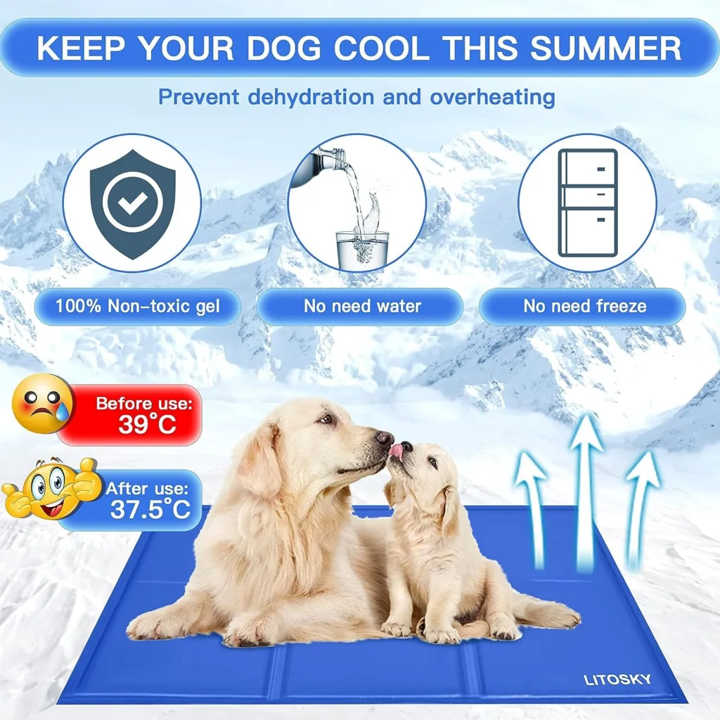 LITOSKY Dog Cooling Mat Large, Pet Self Cooling Mat Non-Toxic Gel, Pressure Activated Dog Cool Mat Pad, Pets Sleeping Bed Cooling Mat for Dogs Cats Puppy in Hot Summer, Waterproof 90 x 50cm