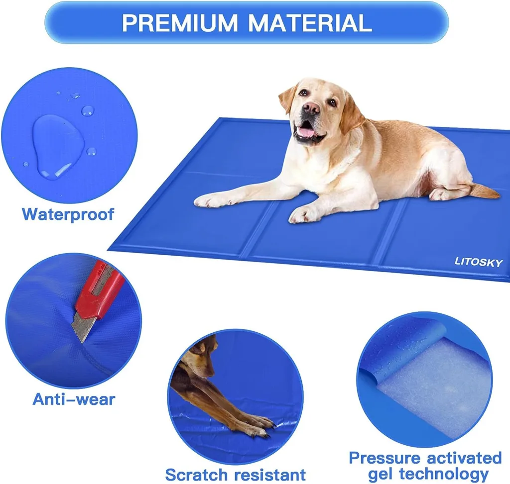 LITOSKY Dog Cooling Mat Large, Pet Self Cooling Mat Non-Toxic Gel, Pressure Activated Dog Cool Mat Pad, Pets Sleeping Bed Cooling Mat for Dogs Cats Puppy in Hot Summer, Waterproof 90 x 50cm