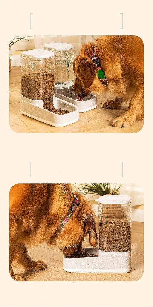 Old Tjikko Automatic Pet Feeder,Dog Water Dispenser,Automatic Pet Feeder Dog/Cat Food with Water Dispenser 2 Pieces,Pet Water Bowl Dish,3.8L Feeding Watering Supplies(Pet Waterer and Feeder Set)