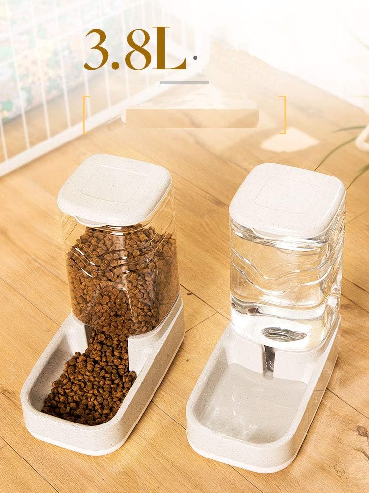 Old Tjikko Automatic Pet Feeder,Dog Water Dispenser,Automatic Pet Feeder Dog/Cat Food with Water Dispenser 2 Pieces,Pet Water Bowl Dish,3.8L Feeding Watering Supplies(Pet Waterer and Feeder Set)