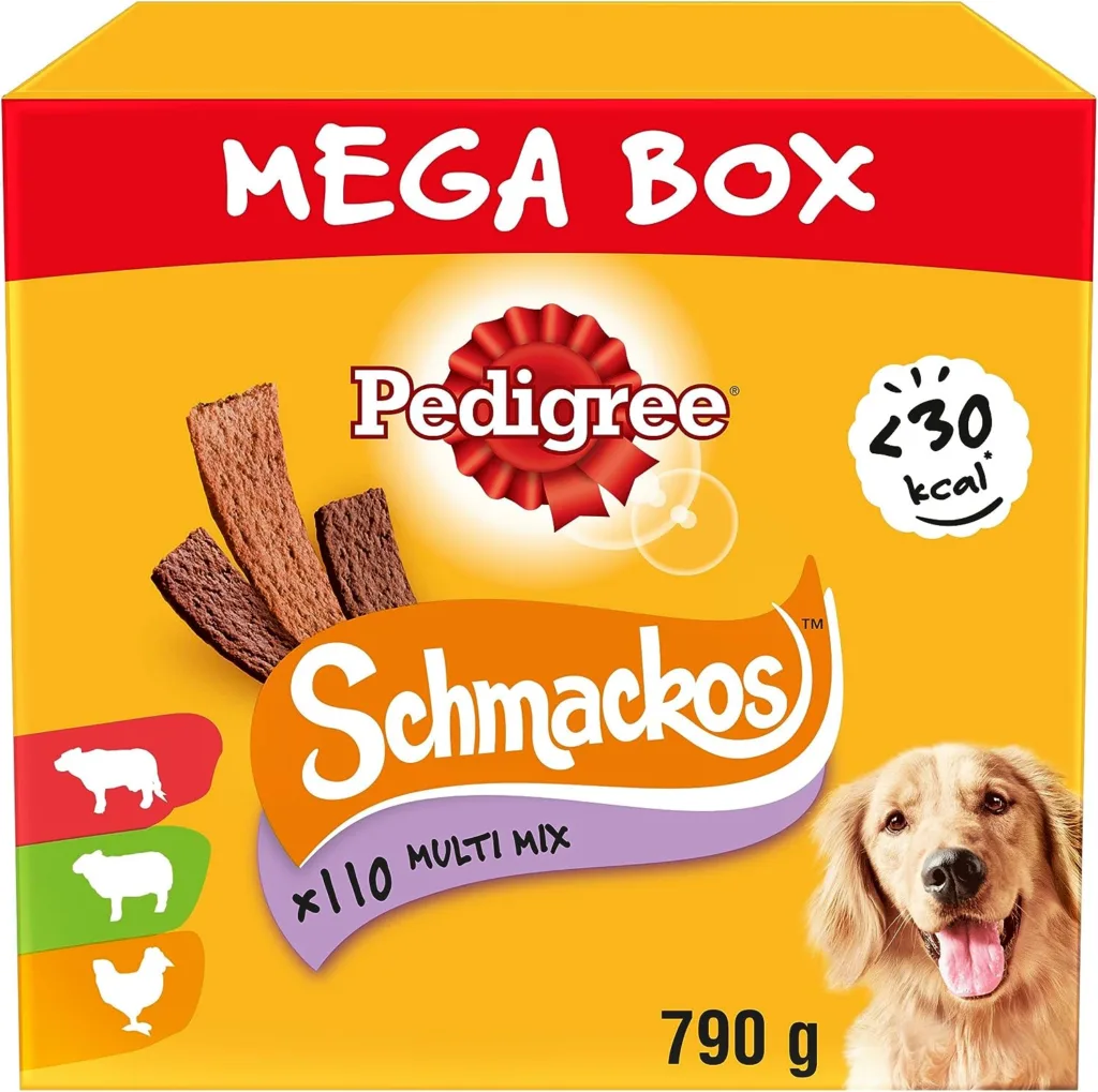 Pedigree Schmackos Mega Pack 110 Strips Snacks, Dog Treat Multipack with Beef, Lamb and Poultry Flavours