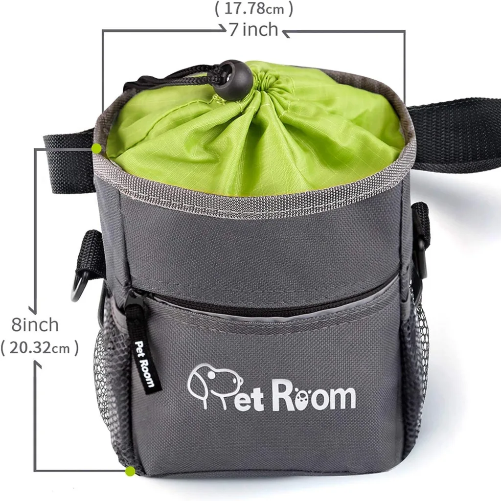 Pet Room Dog Treat Pouch Bag, Dog Walking Bag With Poop Bag Holder,Dog Training Clicker, Collapsible Silicon Dog Water Bowl, Adjustable Belt and Shoulder Strap