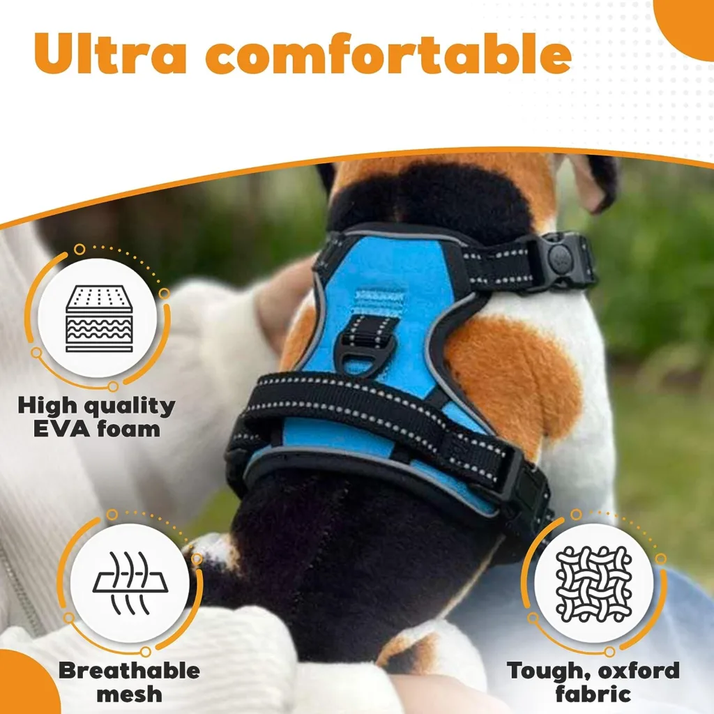 Reflective No Pull Dog Harness to Walk Small, Medium and Large Pets - Step In Design for Nervous Dogs - Anti Escape, Puppy Proof Supplies - Easy Adjustable Design - Heavy Duty, Breathable Body Vest