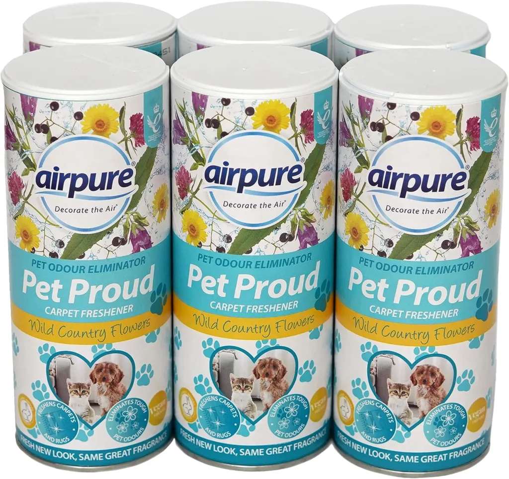 airpure PET Proud Carpet Freshener, Odour Eliminator, Flowers Fragrance, White (Pack of 6)