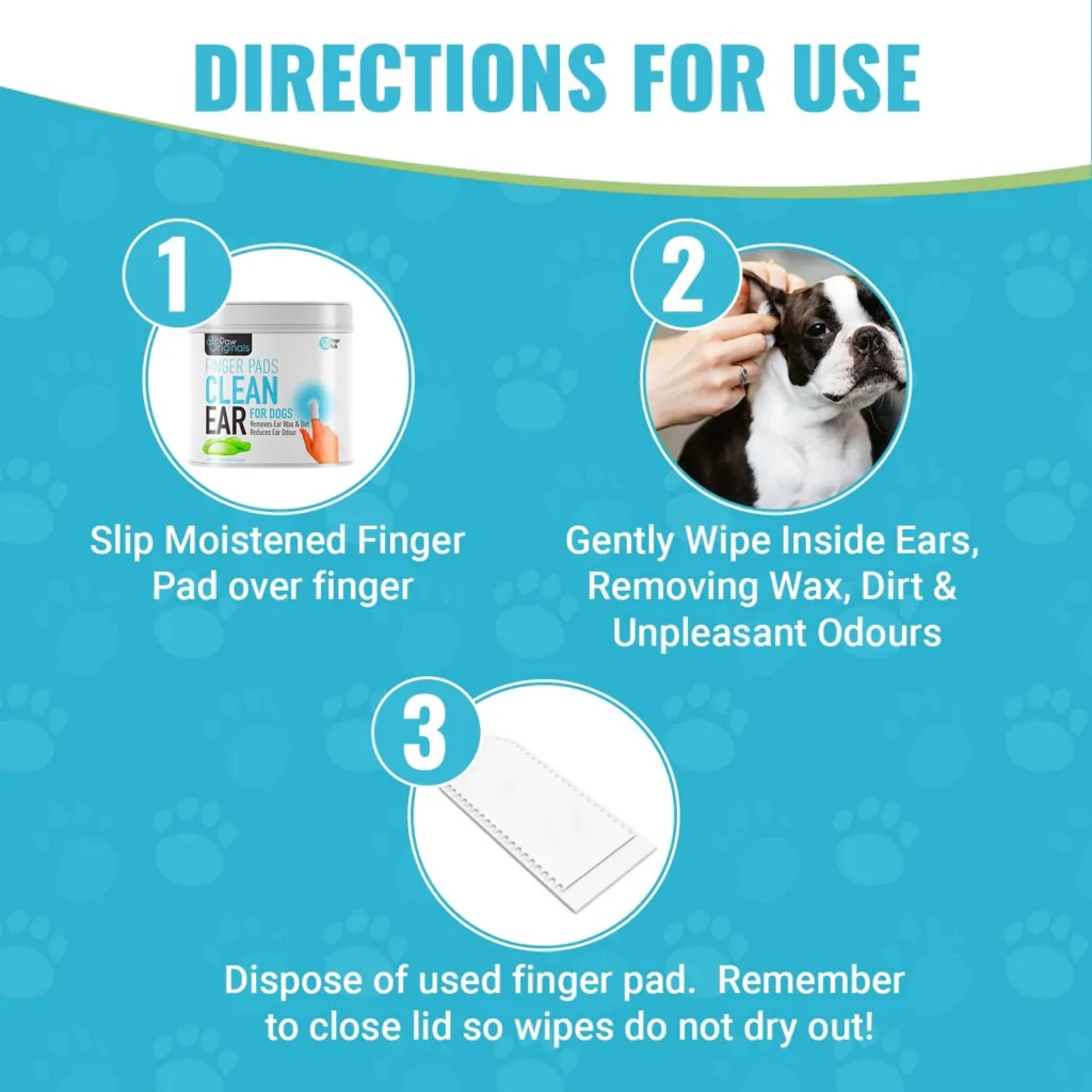 Dog Ear Wipes - Finger Pads | Stop Itching - Remove Dirt, Wax  Clean Dirty Ears Easily | Aloe Vera  Witch Hazel Infused | 50 Dog Ear Cleaning Finger Wipes For Easy Cleaning Of Dogs Ears | UK BRAND