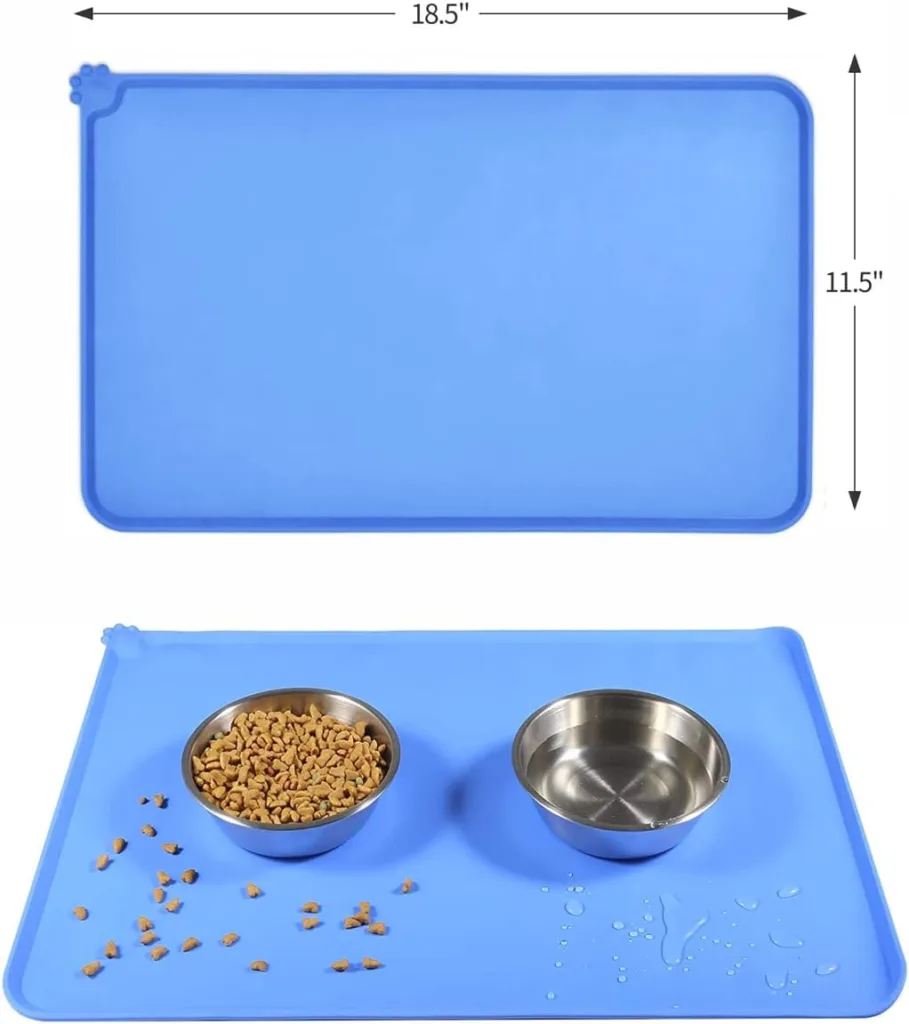 Emwel Dog Food Mat, Silicone Dog Bowl Mat, Non-Slip Cat And Dog Feeding Mat, Waterproof Dog Placemat L (47 * 30)