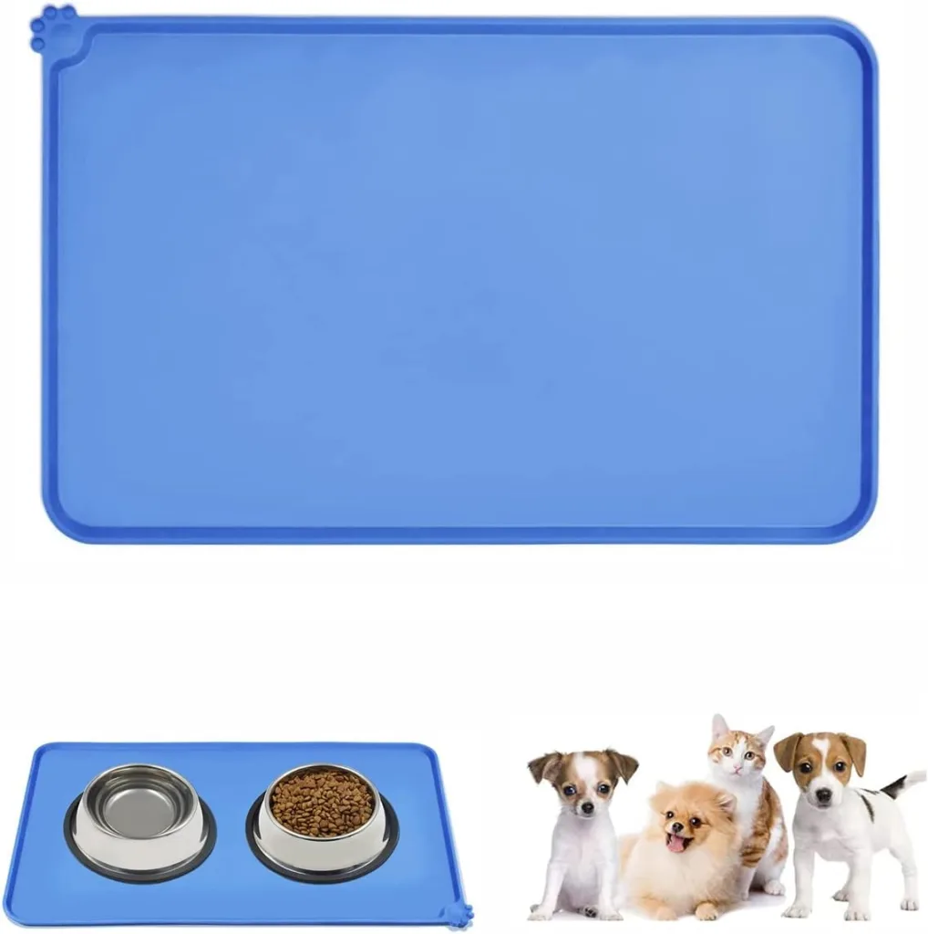 Emwel Dog Food Mat, Silicone Dog Bowl Mat, Non-Slip Cat And Dog Feeding Mat, Waterproof Dog Placemat L (47 * 30)