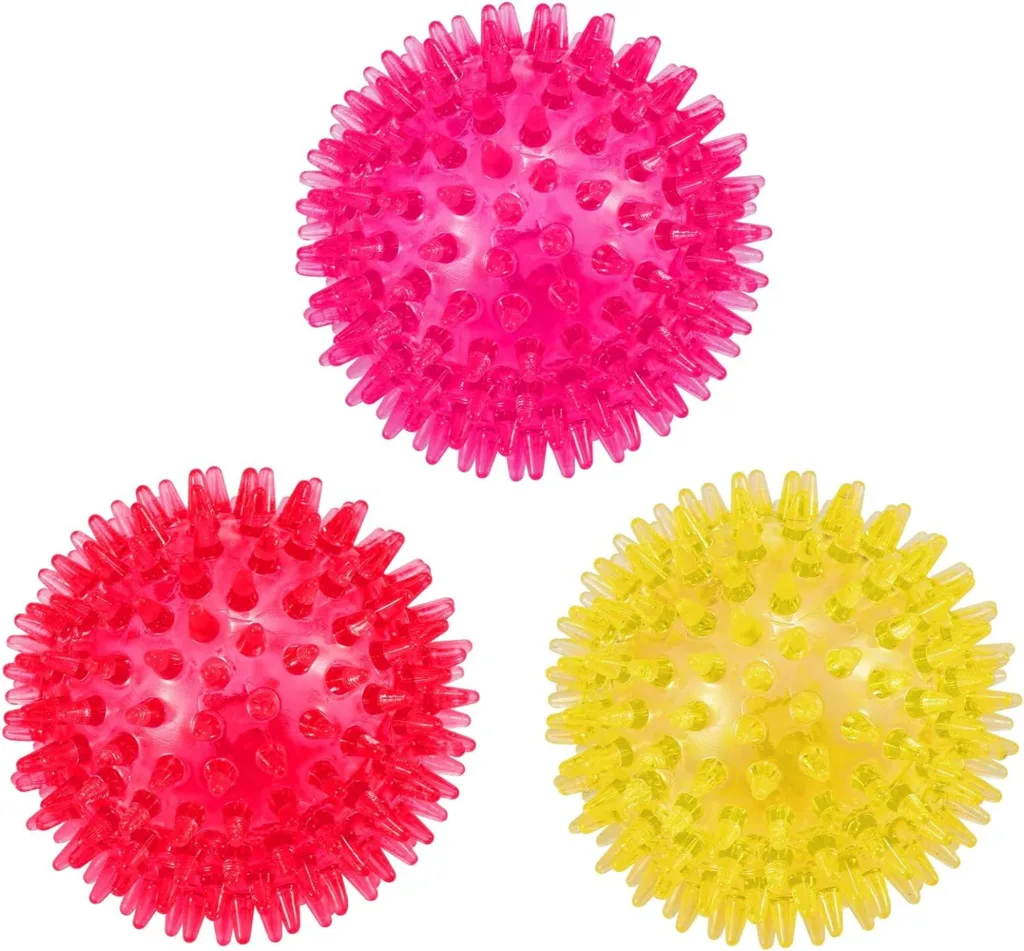 petizer 3-PACK6.5cm Squeaky Dog Ball Toys ，Dogs Chew Spiky Ball ， Floatable Dog Pool toy,Toss Fetch Toys for Puppy Rubber TPR, Dog Chew Toys for Boredom, Teeth Cleaning for Small and Medium Dogs