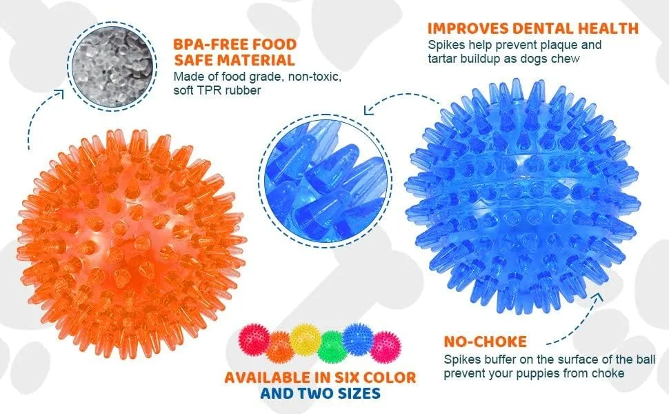 petizer 3-PACK6.5cm Squeaky Dog Ball Toys ，Dogs Chew Spiky Ball ， Floatable Dog Pool toy,Toss Fetch Toys for Puppy Rubber TPR, Dog Chew Toys for Boredom, Teeth Cleaning for Small and Medium Dogs