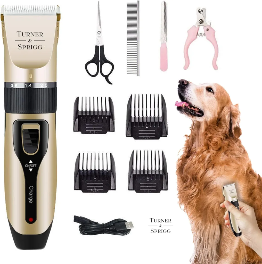 Turner  Sprigg Professional Low Noise, Dog Clippers Cordless, Dog Grooming Clippers, Dog Clippers Professional for Thick Hair, Pet Trimmer Set with Accessories