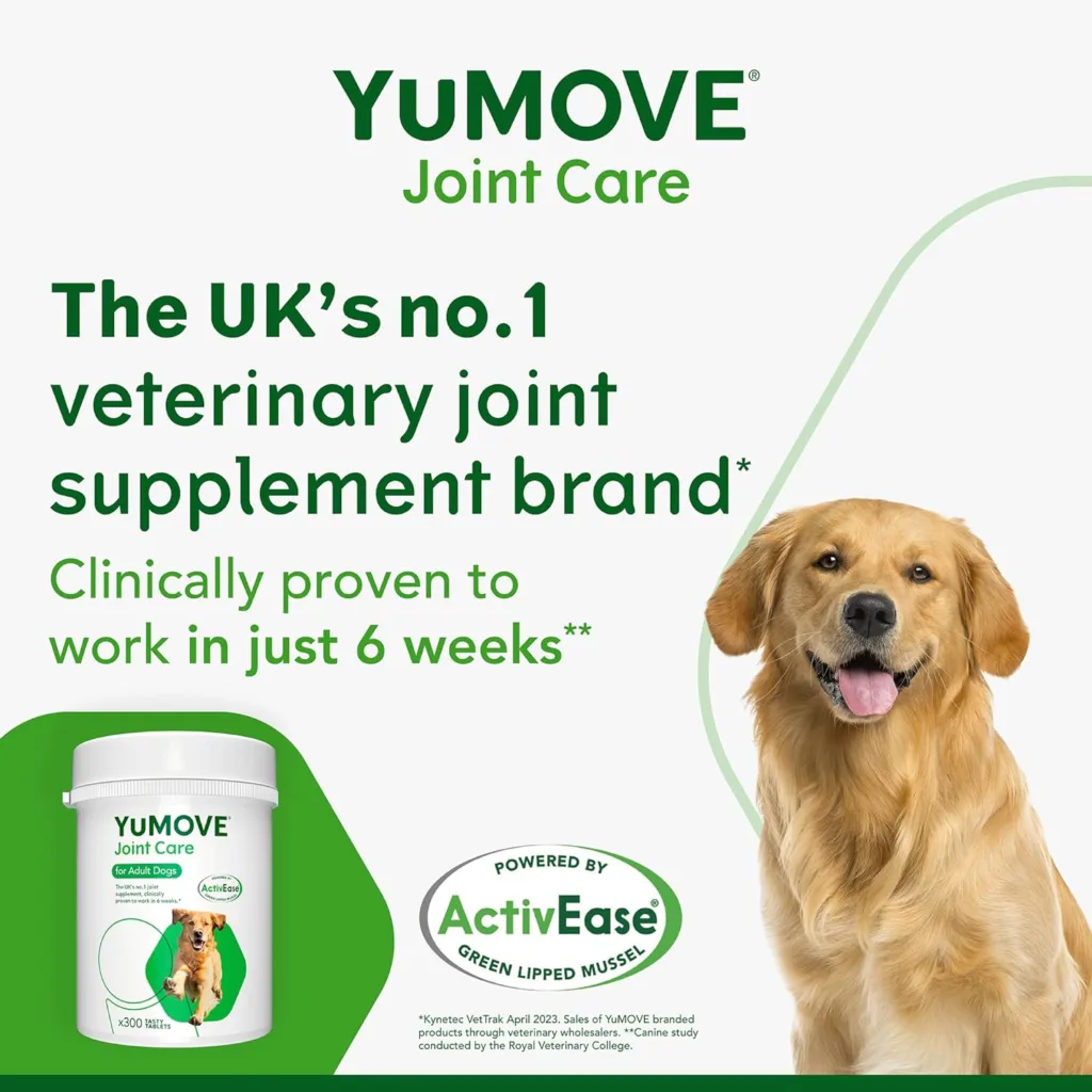 YuMOVE Adult Dog | Joint Supplement for Adult Dogs, with Glucosamine, Chondroitin, Green Lipped Mussel | Aged 6 to 8 | 300